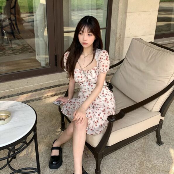 Pink Floral Backless Lace Mini Dress Marie & M